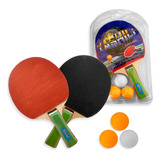 Pack 2 Paletas Ping Pong Negra Y Roja + 3 Pelotas Tenis Mesa