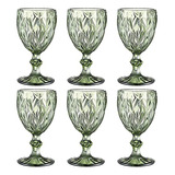 Set De 6 Copas De Vino Vintage Qulable (8oz Verde)