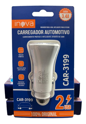 Kit 10 Carregador Veicular Inova Atacado C/ Embalagem