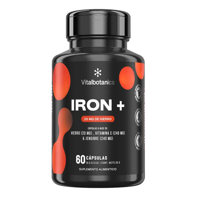 Hierro + Vitamina C Suplemento 60 Caps | Vitalbotanics Sabor VTL_HIRRO_60 | Envío gratis