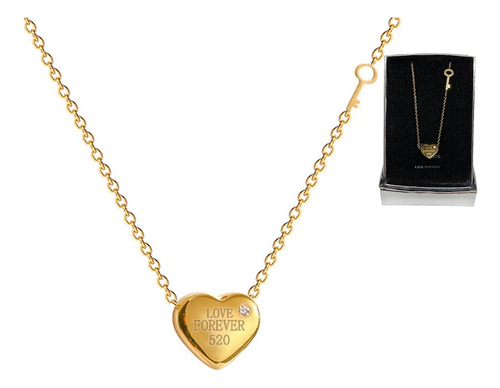 Collar Corazón Llave Love Forever 520 Baño Oro 18k + Estuche