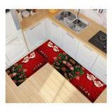 Set 2 Alfombras Navidad Cocina Piso Baño Antideslizante Set