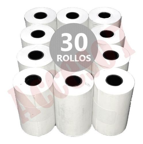 30 Rollos Papel Termico 57x40 Impresora 57mm 58mm Clip Total