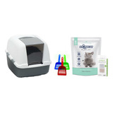 Litera Baño Gatos Jumbo Catit + Sotnecat 8kg + Filtros Extra