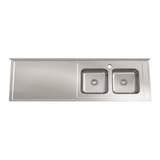 Mesada Johnson Acero Inoxidable 160 X61 Bacha Doble Derecha