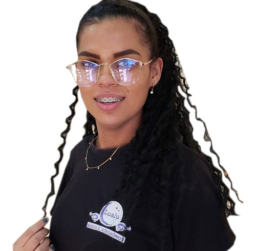 Armação De Oculos Feminino Rosé Redondo Gatinha Sem Grau 