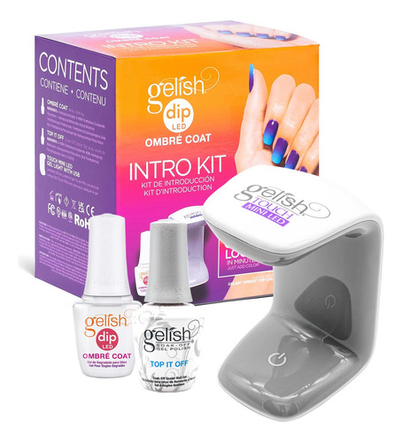 Kit De Uñas Gelish Introducción Ombre Coat+ Lampara Led 3pzs