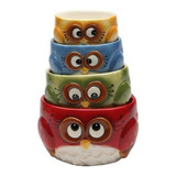 Cosmos Gifts Set De Tazas Medidoras Owl Design Rojo Verde