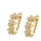 Aretes Oro Laminado 14k  Ramillete Flores Zirconia