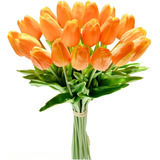 20 Tulipanes, Flores Artificiales Mandys - Naranja.