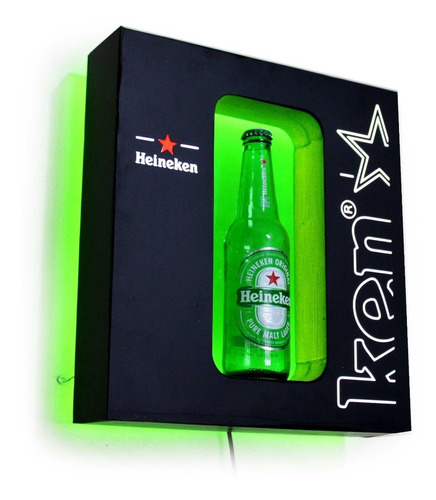 Cartel Luminoso Cerveza Heineken Con Porron Deco Bar Led