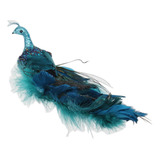 Adornos Navideños De Pavo Real Azul Con Clip, Pájaro De