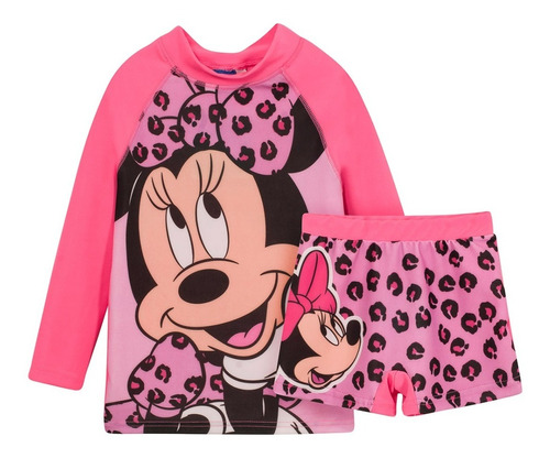 Remera Manga Larga + Short Disney Minnie Protec Solar Uv50