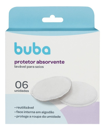  Protetor Absorvente Para Seios Lavável Com 6 Unidades Buba®