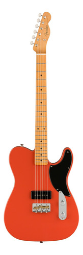 Guitarra Eléctrica Fender Noventa Telecaster De Aliso Fiesta Red Barniz Brillante Con Diapasón De Arce