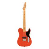 Guitarra Eléctrica Fender Noventa Telecaster De Aliso Fiesta Red Barniz Brillante Con Diapasón De Arce