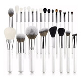 Juego De Brochas De Maquillaje Beili White Silver 24 Piezas