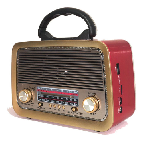 Caixa Som Antiga Radio Portátil Retro Bluetooth Am Fm Usb 2b