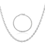 Set Cadena + Pulsera Torbillon Chapado Plata 925 4mm Collar