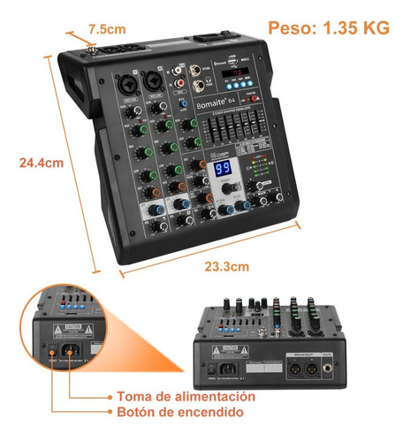 Consola De Mezclador B4 Profesional De 4 Canale 99dsp Efecto