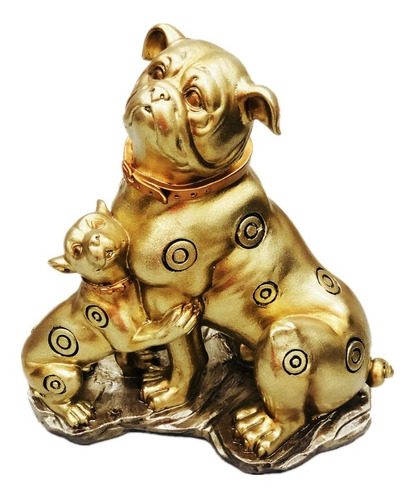 Cachorro Dourado Estatua Decorativa Enfeite De Resina