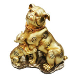 Cachorro Dourado Estatua Decorativa Enfeite De Resina