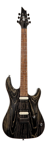 Guitarra Eléctrica Cort Kx Series Kx300 Etched De Caoba Black Gold Engraved Con Diapasón De Granadillo Brasileño