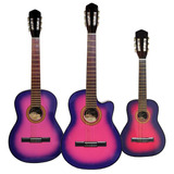 Guitarra Criolla Rosalila Rosa Niña 4/4 3/4 1/2 + Funda Pua