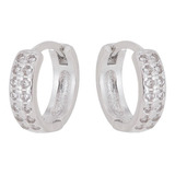 Brinco Argola De Prata 925 Com Zirconia Cravejada Joias