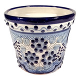 Maceta De Talavera Poblana Barroca 10 Cm Vaso Florecitas #8