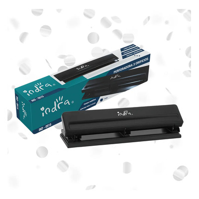 Perforadora Metálica Indra 3 Orificios Color Negro Círculo
