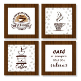 4 Quadros Decorativos Café Boa Ideia Cozinha Copa Mdf 15x15