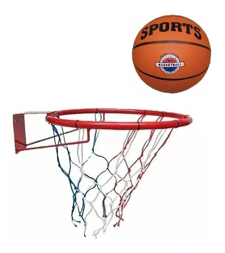 Aro De Basquet Basket Grande Nº 7 Con Red Para Pared 