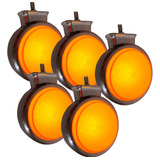 Kit 5 Lanterna Bojuda Foguinho Led Laranja Cromada 12v 24v