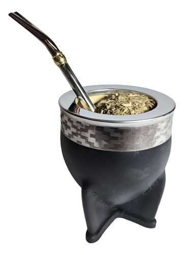 Mate Imperial Acero Cuero Premium + Bombilla Pico De Loro