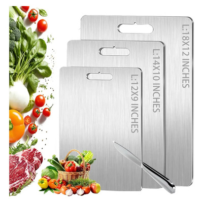 Tabla De Corte De Titanio De 3 Piezas - Tablas De Corte De Titanio Puro Para Cocina De Doble Cara No Tóxico Titanware Tabla De Corte, Higiene Duradera Lavavajillas Tabla De Corte Segura | Meses sin interés