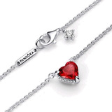 Collar Plata Original Pandora S925 Corazón Rojo Amor/amistad