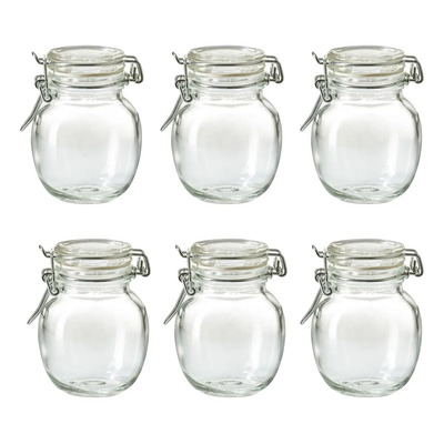 6 Frasco Especiero Bola Clip Vidrio 130ml Organizador Color Transparente