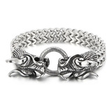 Pulsera Para Hombre Brazalete Dragón Acero Inoxidable 