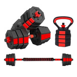 Set Mancuernas Ajustables 15kg 3 En 1 + Barra + Kettlebell