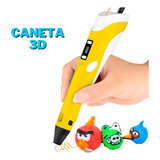 Caneta 3d Infantil Impressora Com 9 Metros De Filamento Cor Amarelo 110v/220v