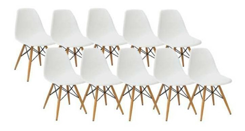 Cadeira De Jantar Henn Decorshop Charles Eames Dkr Eiffel, Estrutura De Cor  Branco, 10 Unidades