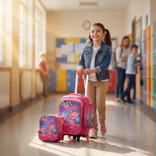 Carrito Para Mochila Escolar Con 2 Llantitas 3 Posiciones Primaria Kinder Aluminio Reforzado Lapicera Lonchera Porta Mochilas Universal
