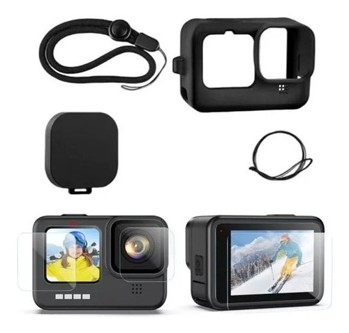 Kit Protector + Cristales Para Gopro Hero 9 Black Carcasa