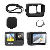 Kit Protector + Cristales Para Gopro Hero 9 Black Carcasa