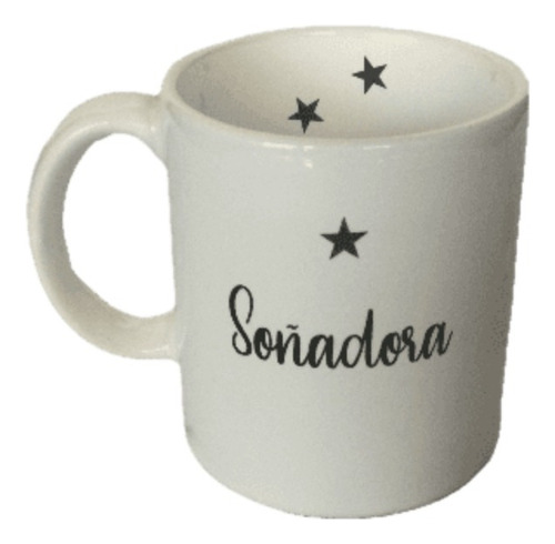 Taza Ceramica Blanca Con Letras En Negro Linea  Mujeres 