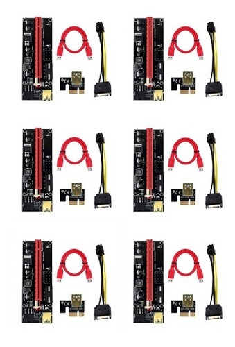 6 X Riser 1x A 16x V 009s Plus Pci-e Cable Usb3.0 Ptec