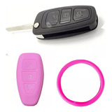 Cubre Volante + Funda Llave Silicona Ford Mondeo - Rosa