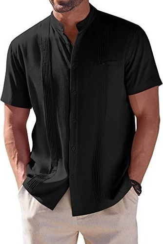 Camisa Hombre Mao Guayabera Cubana De Lino De Playa