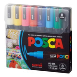 Rotuladores Posca Plumones, 8 Colores, 5 M, Pc